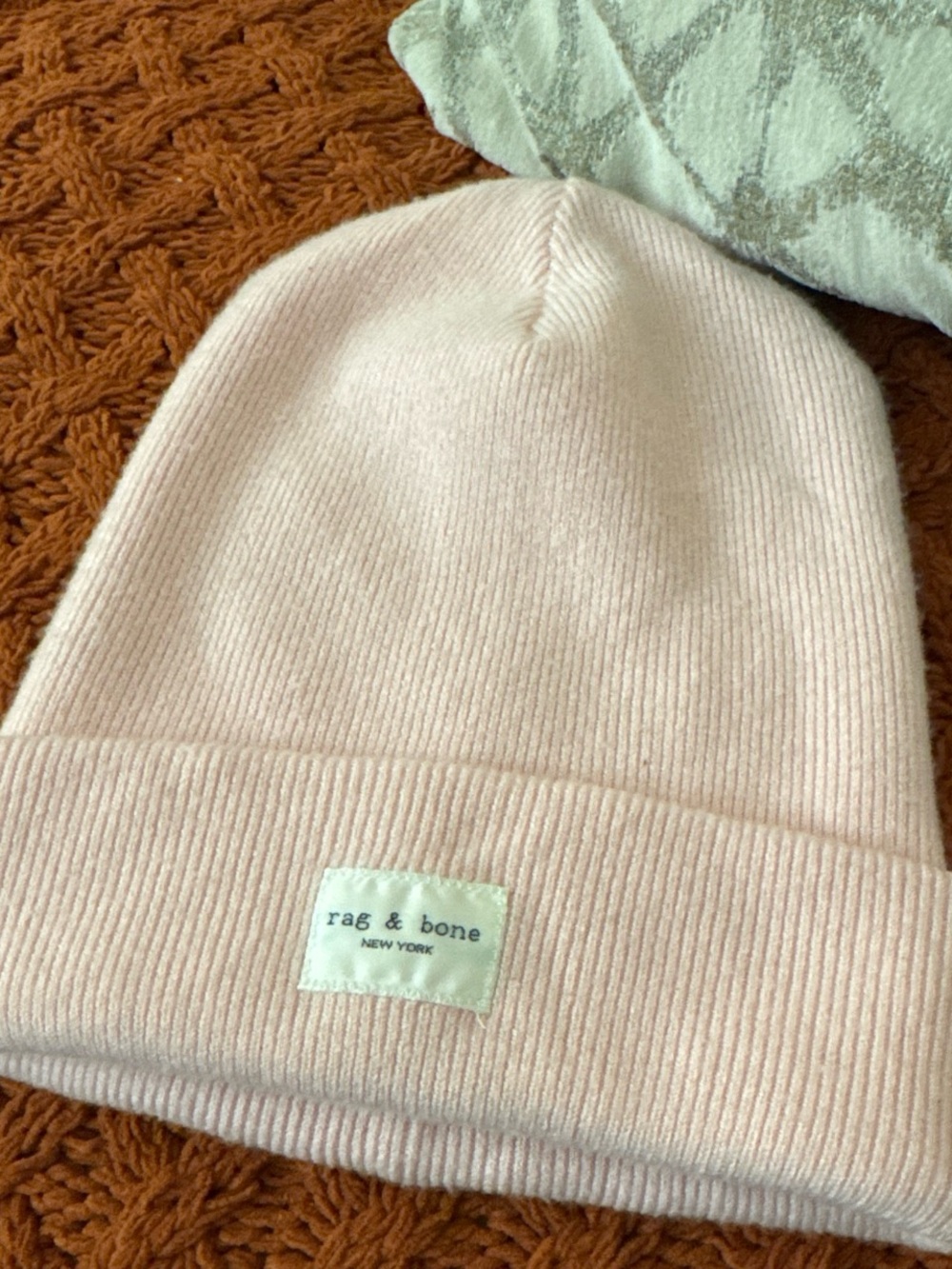 rag & bone Kids Light Pink Knit Cuffed Beanie
